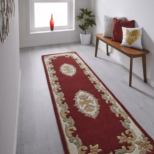 Melrose Interiors Red Antique Oriental Hand Tufted Wool Area Rug, W/D/H: 235 x 68 x 1 cm