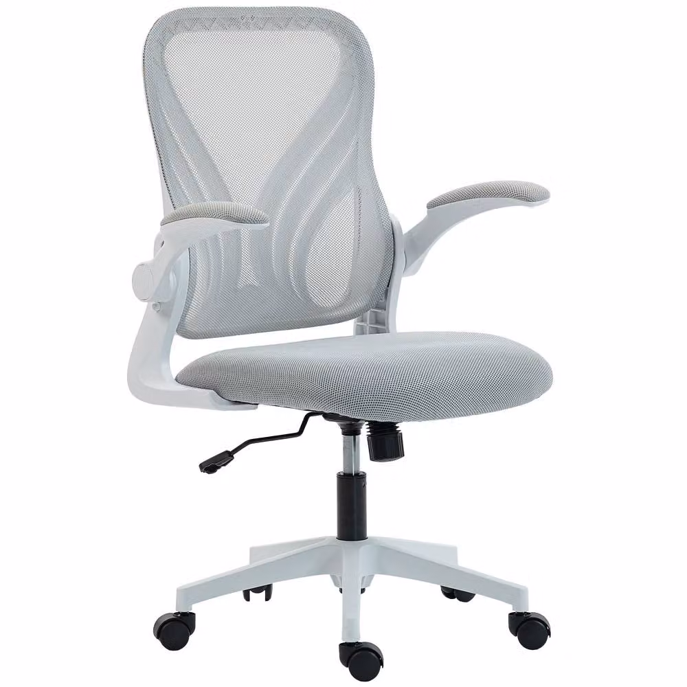 STILVORA Grey Fabric Task Chair with 360 Degree Swivel and Armrests for Home Office – 2