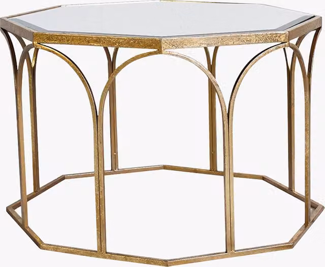 Perch & Parrow Piers Square Glass Coffee Table with Gold Metal Frame