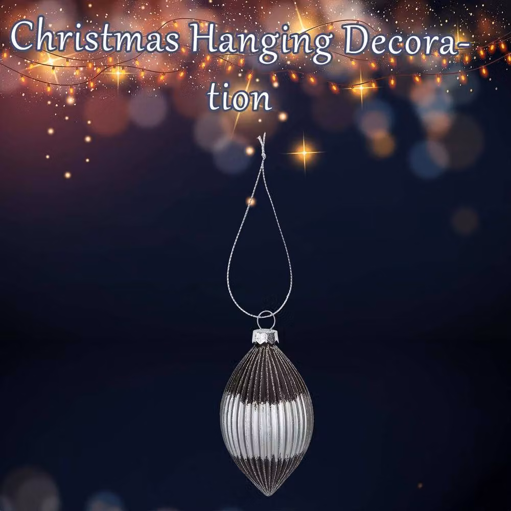 VFM e-Store Silver Oval Glass Hanging Bauble Decoration, H 15 cm x W 9 cm – 2