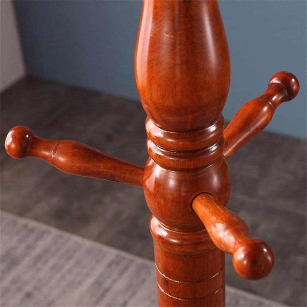 Nordara Golden Teak Finish Vintage Posh Solid Wood Coat Stand in Brown, H 185 x W 43 x D 43 cm – 4