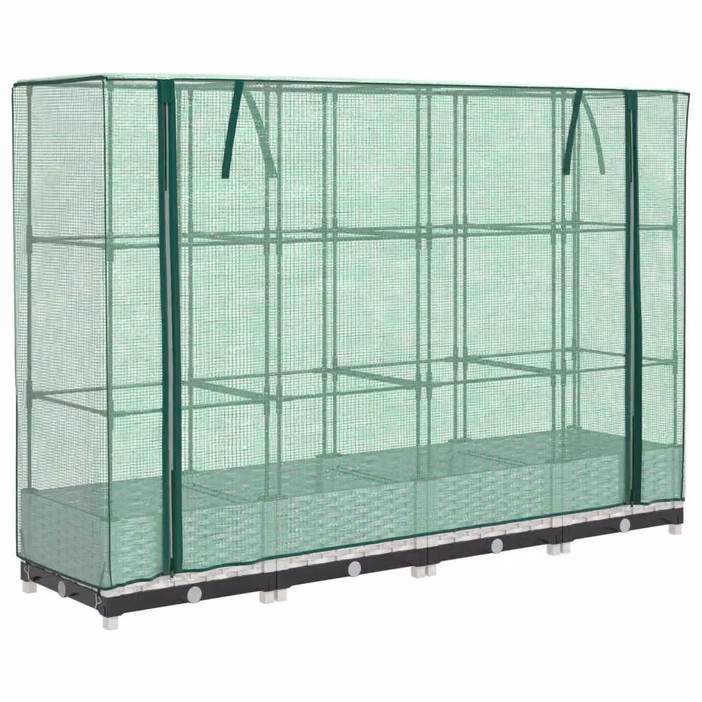 Berkfield Home Raised Bed with Greenhouse Cover in White Rattan Look, W/D/H: 160 x 40 x 123 cm – 2