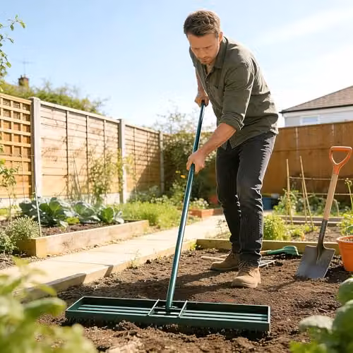 Outsunny Heavy Duty Metal Lawn Levelling Rake in Green, W: 76 cm, D: 26 cm – 6