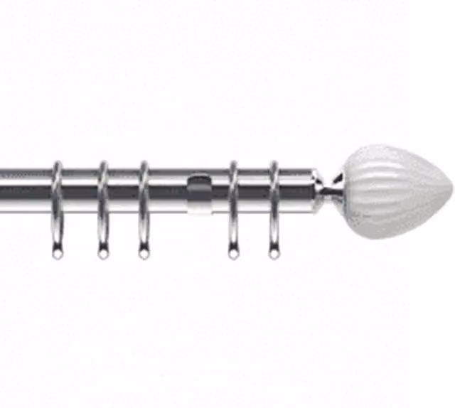 NewEdgeBlinds Realm End Satin Silver Metal Curtain Pole Set, Silver, Length: 200 cm
