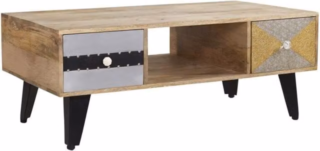 IH Design Celis Limited Edition Rectangular Wooden Coffee Table with Drawers in Brown