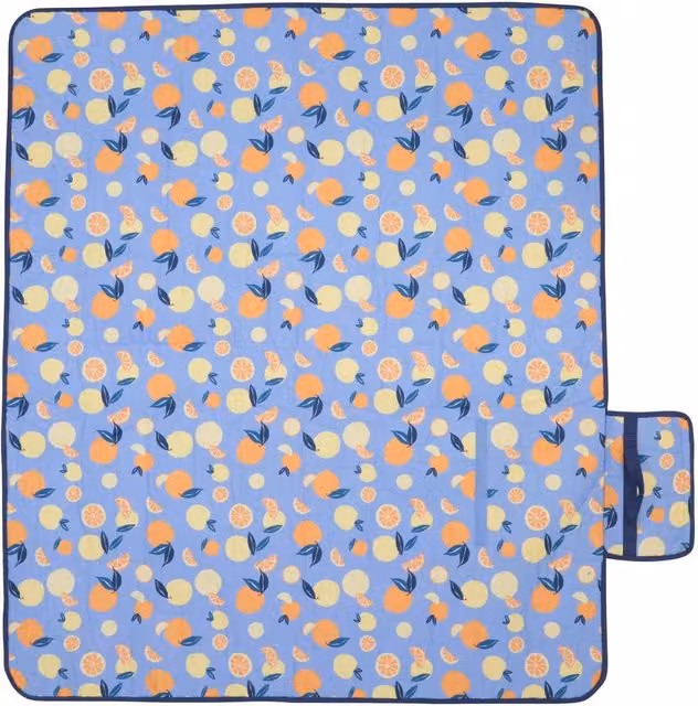 Mountain Warehouse Orange and Blue Graphic Picnic Mat with Carry Handle for Camping and Hiking