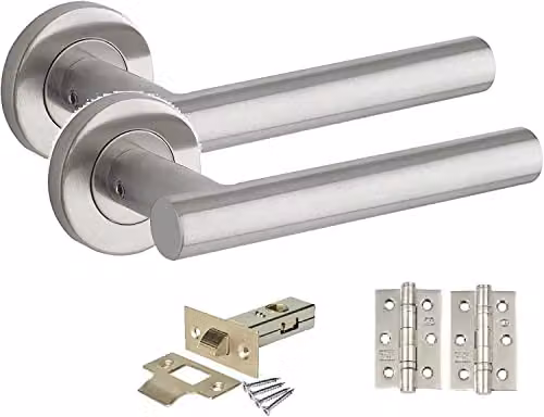 Golden Grace T-Bar Door Handles and Lever Latch Pack in Silver Satin Nickel Finish