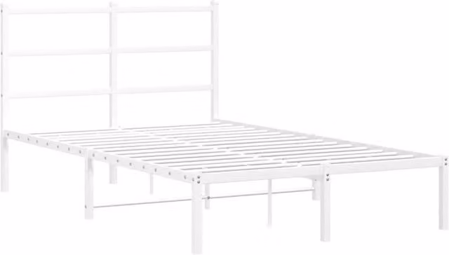 Berkfield Home Metal Bed Frame with Headboard, White, W/D/H: 120 x 200 cm