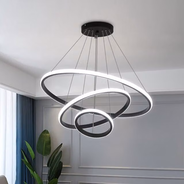Pheashine Modern Black Ring Pendant Light, 36W, Height Adjustable with Colour Changing CCT (3000K-6500K) – 1
