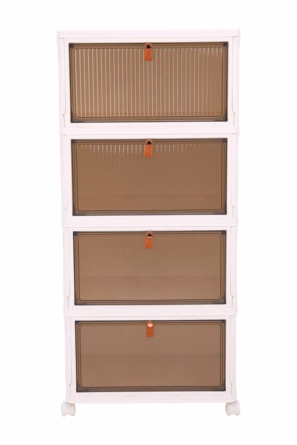 Garden Sanctuary 4-layer Foldable Shoe Storage Box with Wheels in White and Transparent – 2