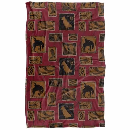 JQ Licensing Rodeo Roundup Pattern Silky Touch Super Soft Fleece Throw Blanket, Multicolour, W: 91 cm, D: 147 cm – 1