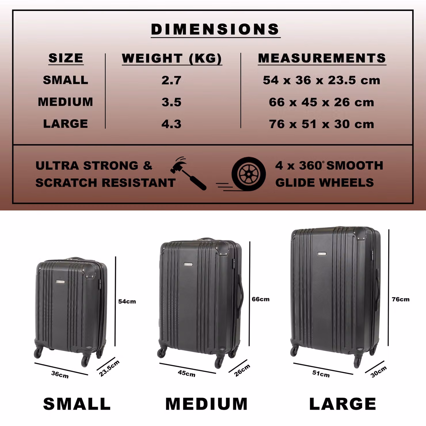Gino Ferrari Business Travel Hard Shell Suitcase in Black, Medium Size (H 66.0 cm x W 45.0 cm) – 5
