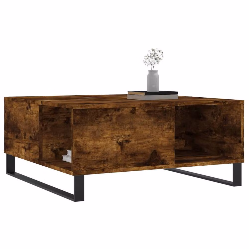 Berkfield Home Smoked Oak Coffee Table in Brown, W/D/H: 80 x 80 x 36.5 cm – 3