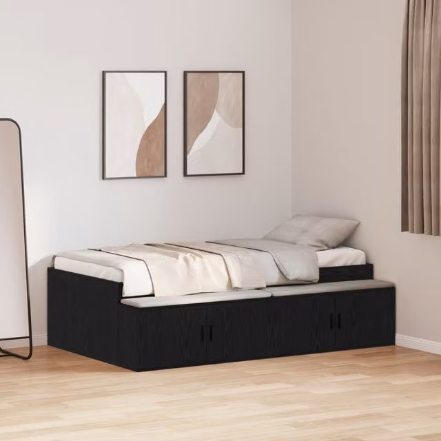 Berkfield Home Modern Storage Bed Frame with Drawers, Black Oak, W: 100 cm, D: 200 cm
