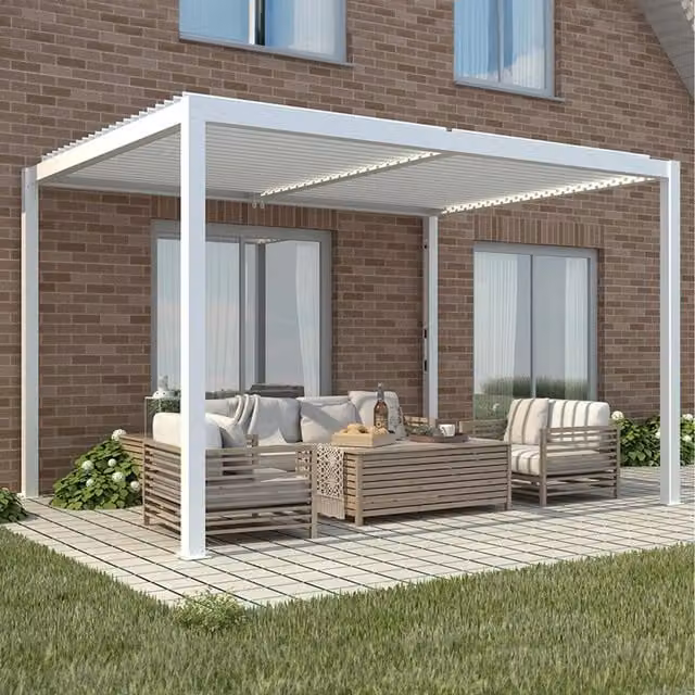 Primrose Living Deluxe White Aluminium Veranda with Louvered Shutter Roof