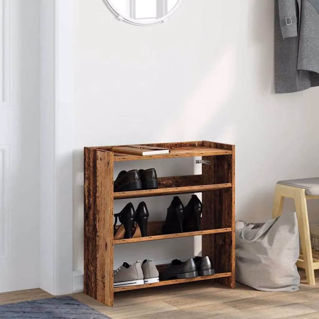 Berkfield Home Rustic Old Wood Shoe Rack in Brown, W/D/H: 60 x 25 x 62 cm – 3