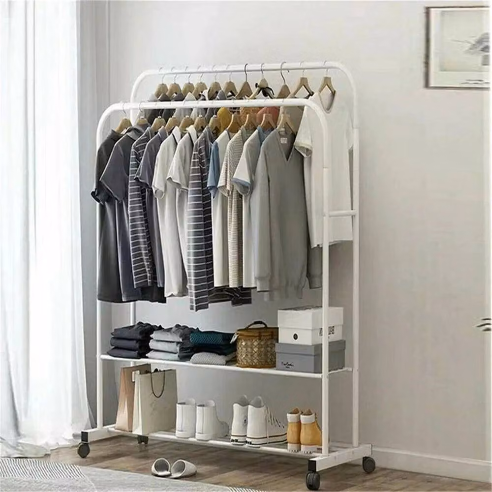 Kelvenix Large White Metal Hall Tree with Bench and Clothing Garment Rack – 2