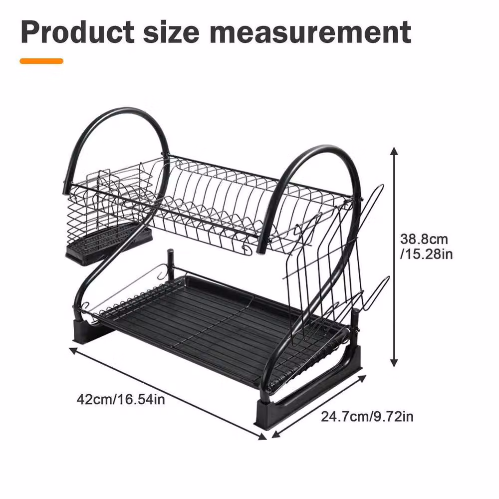 FORGEVIO 2 Tier Metal Kitchen Sink Dish Drainer Rack in Black – 2