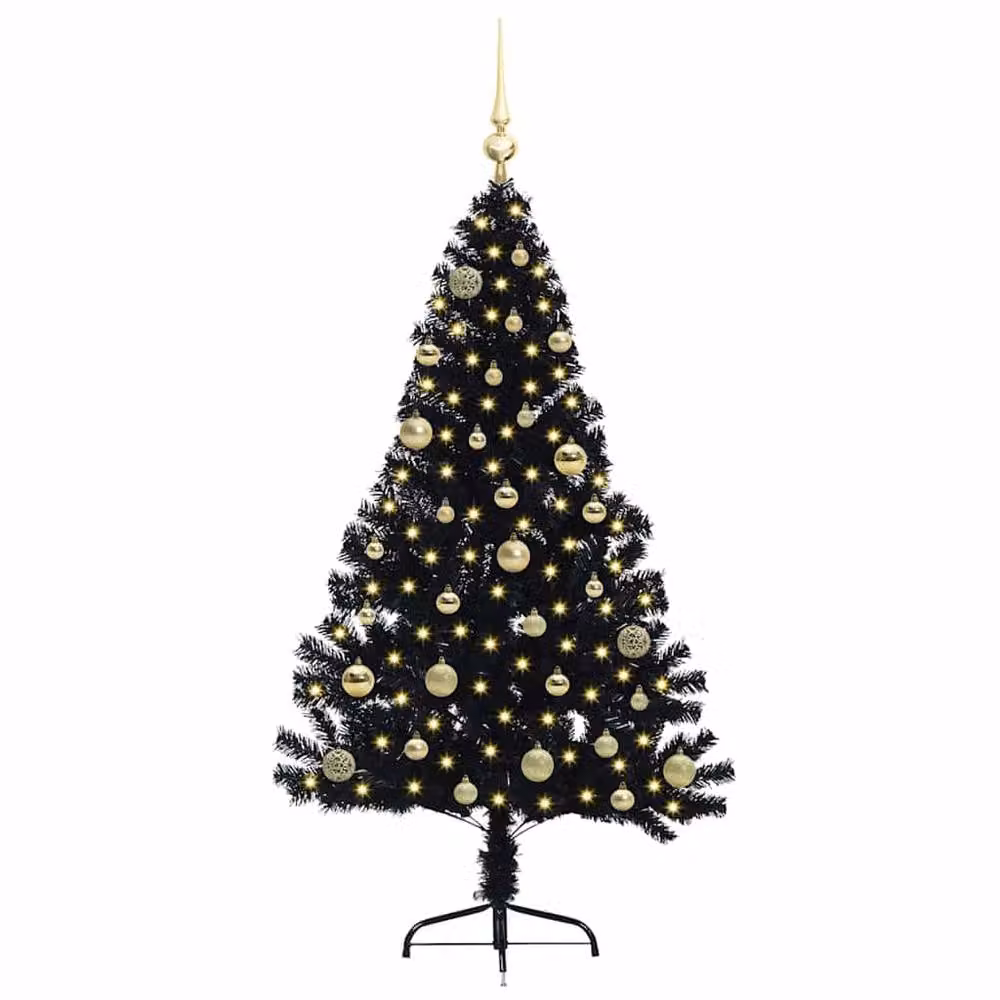 Berkfield Home Artificial Pre-lit Christmas Tree in Black, Height: 150 cm – 3