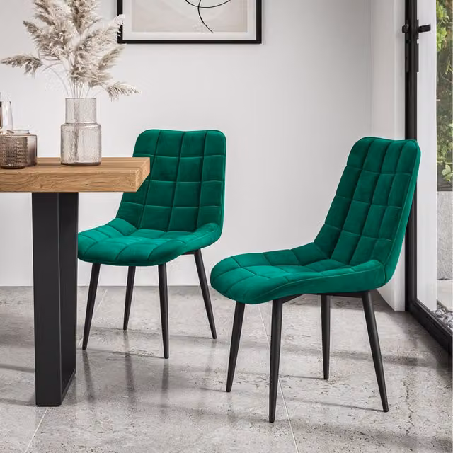 More4Homes Nova Modern Green Velvet Dining Chair Set of 8