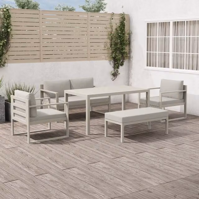 Malay Modern 6 Seater Grey Metal Dining Set