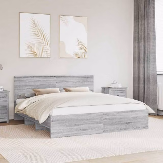Berkfield Home Grey Sonoma Bed Frame in Engineered Wood W/D/H: 180 x 200 cm – 1
