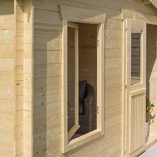 Rowlinson Garden Retreat Natural Brown Wood Log Cabin W: 340 cm, D: 303 cm, H: 236 cm – 2