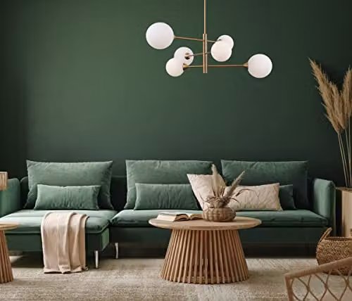 Netlighting Evora Modern 6 Light Multi Arm Semi Flush Ceiling Lamp in Gold/Brass with Glass Spheres and G9 Bulbs – 2