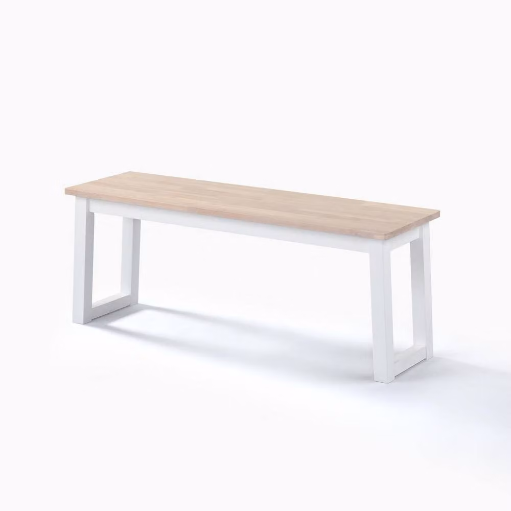 FurnitureboxUK Tobermory Rectangular White Wood Dining Bench in Whitewash – 2