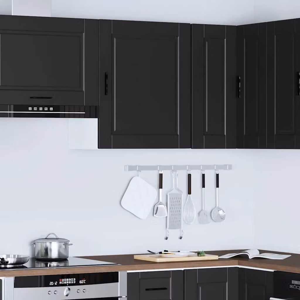 Berkfield Home Porto Modern Kitchen Wall Cabinet in Black and White Matt MDF – 3