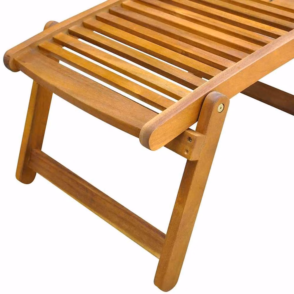 Berkfield Home Acacia Wood Deck Chair with Footrest in Brown – 3