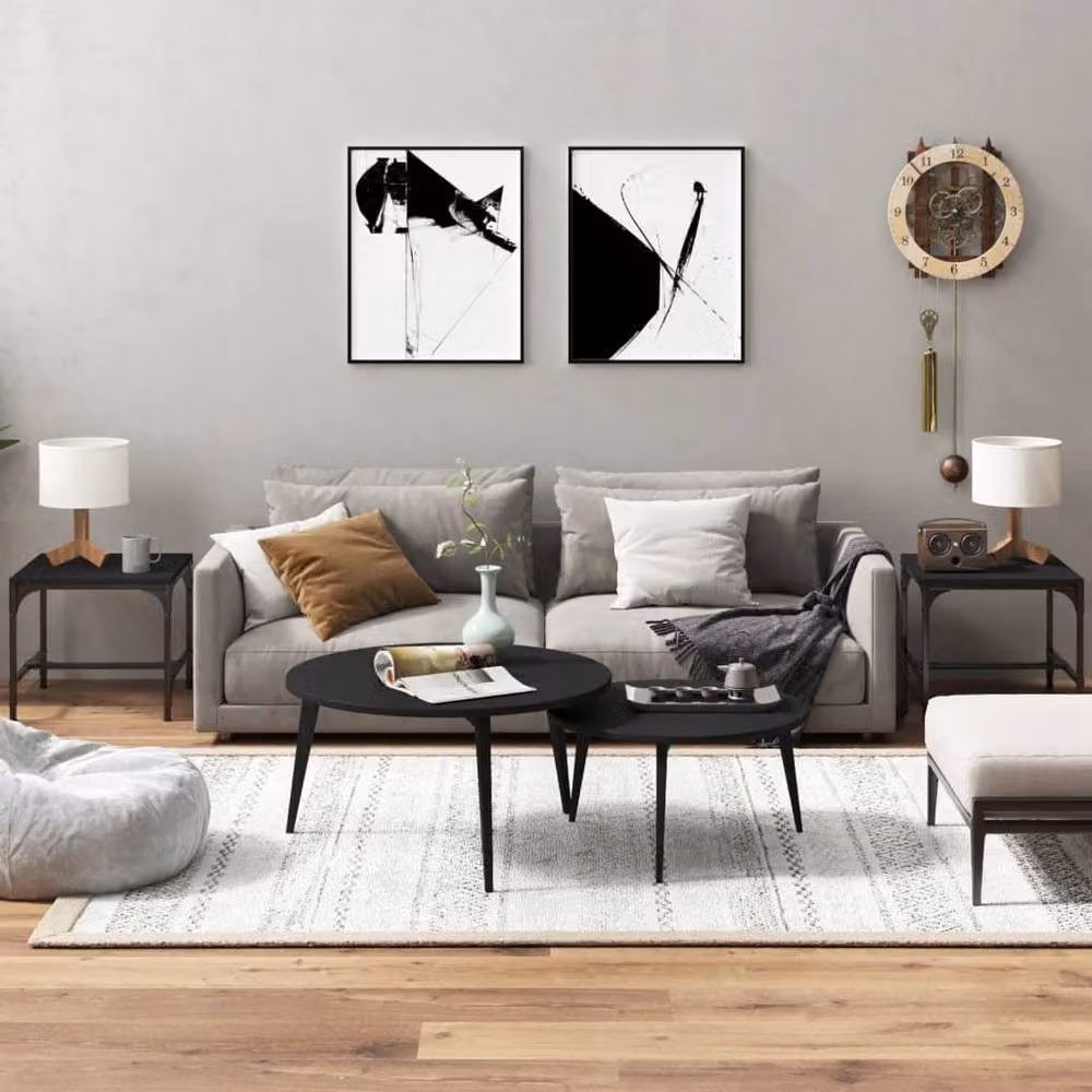 Berkfield Home Set of 2 Black Square Side Tables, W/D/H: 40 x 40 x 35 cm – 2