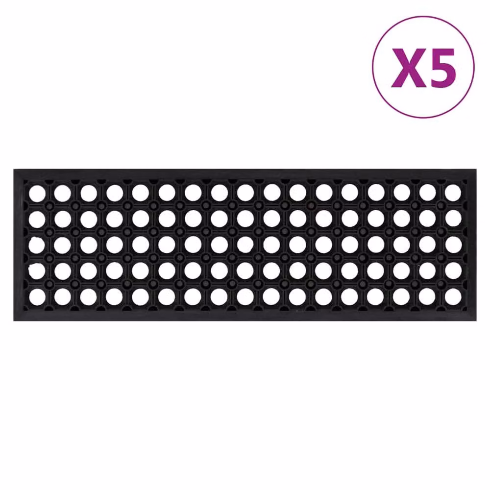Berkfield Home Black Rubber Stair Treads, 5 Pieces, W: 75 cm, D: 25 cm – 2
