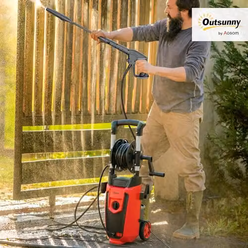 Outsunny 1800 W High Pressure Washer in Red with 150 Bar Pressure and 420 L/h Flow – 2
