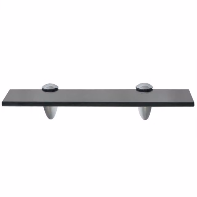 Berkfield Home Modern Black Glass Floating Shelves, 2 Pack, W: 30 cm, D: 20 cm – 1