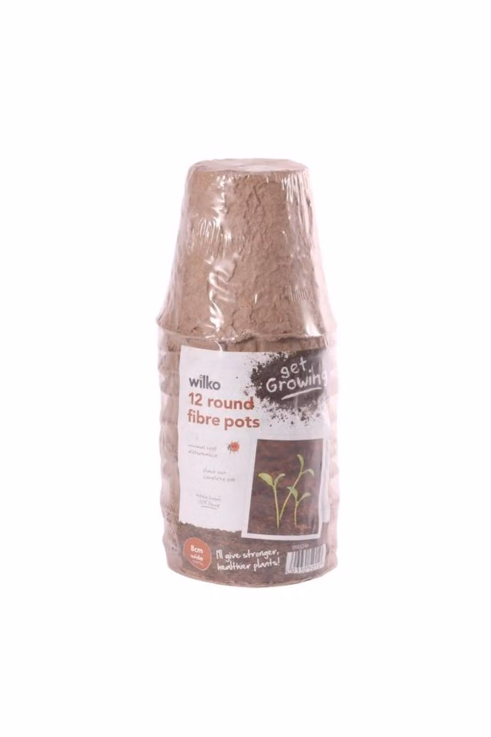 KDMD 2 Pack of 12 Brown Round Fibre Planter Pots, 8 cm Diameter – 2