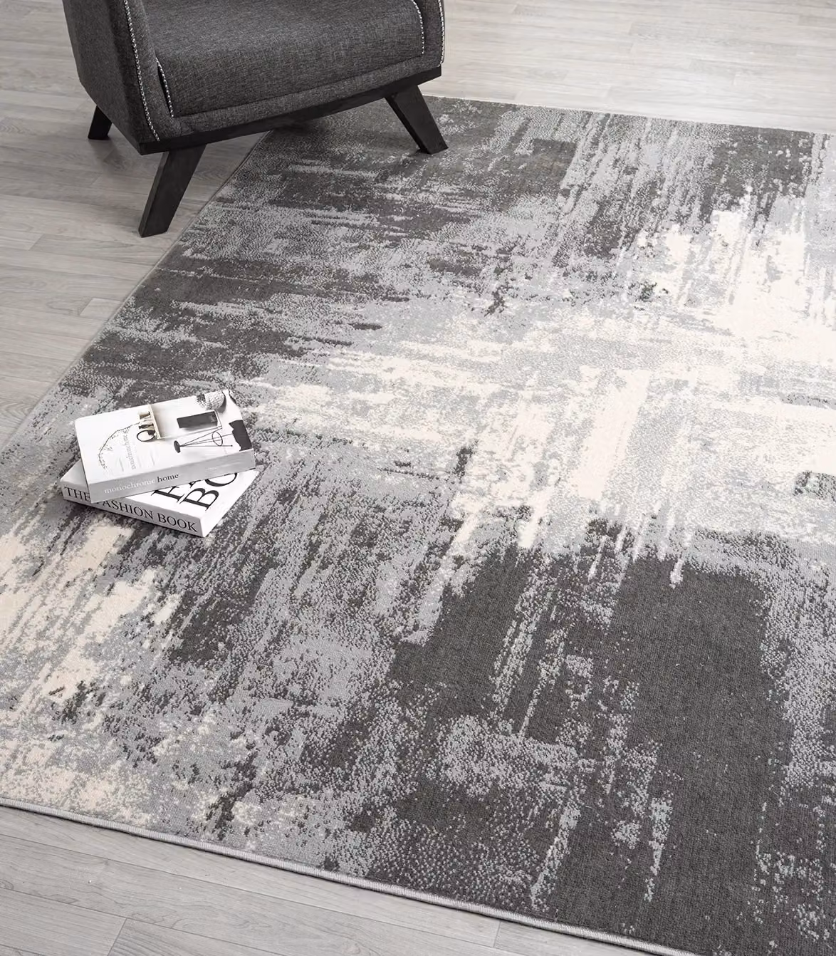 Desire Rugs Obsidian Modern Abstract Low Pile Area Rug in Grey, W: 200 cm, D: 290 cm – 2