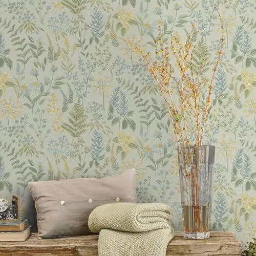 Holden Decor Rural Paradise Floral Sprig Wallpaper in Teal, Pink and Multicolour – 1