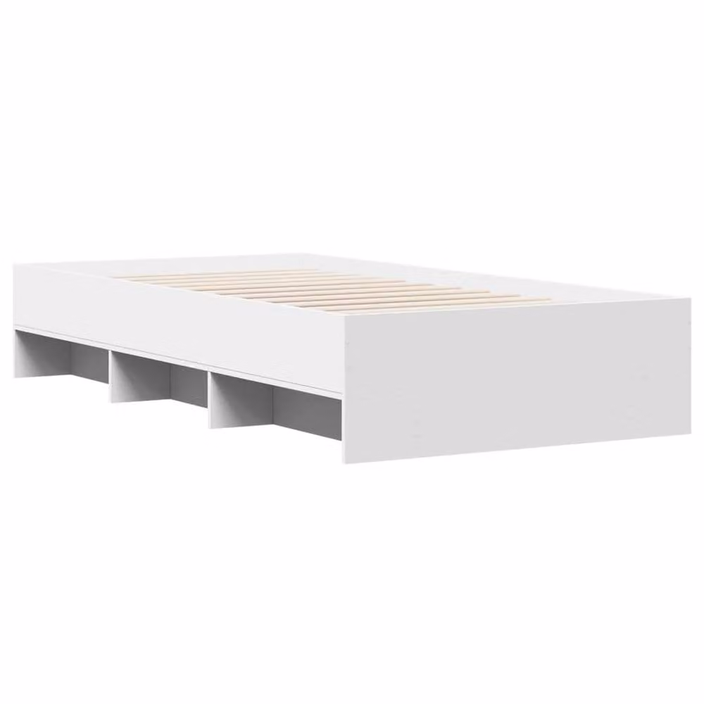 Berkfield Home White Engineered Wood Bed Frame with Side Compartments W/D/H: 90 x 200 cm – 2