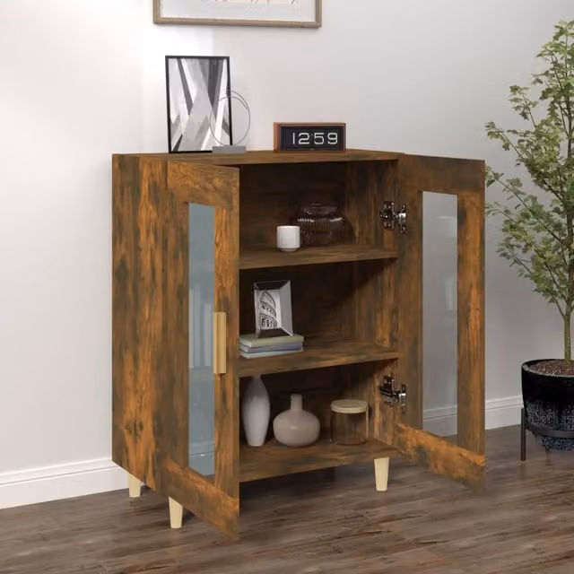 Berkfield Home Smoked Oak Sideboard in Brown, W/D/H: 69.5 x 34 x 90 cm – 1