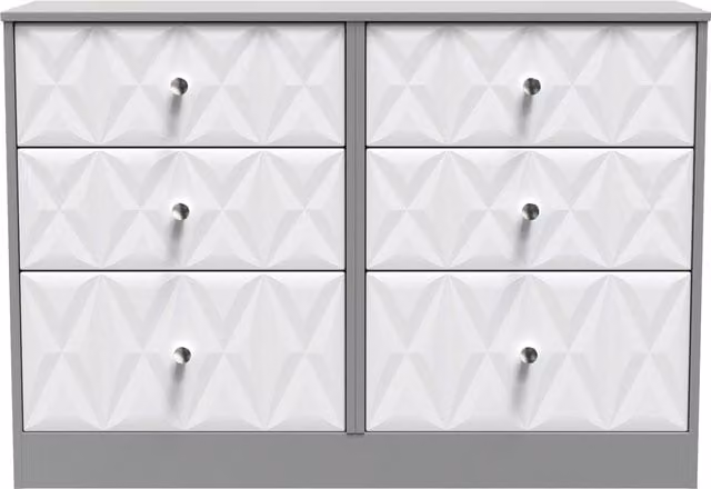 Ready Assembled 2 U Memphis 6 Drawer Wide Chest in Mid Grey – 1