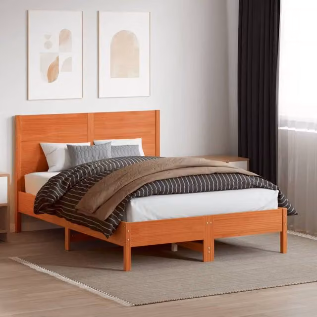 Berkfield Home Solid Pine Wood Headboard in Waxed Brown