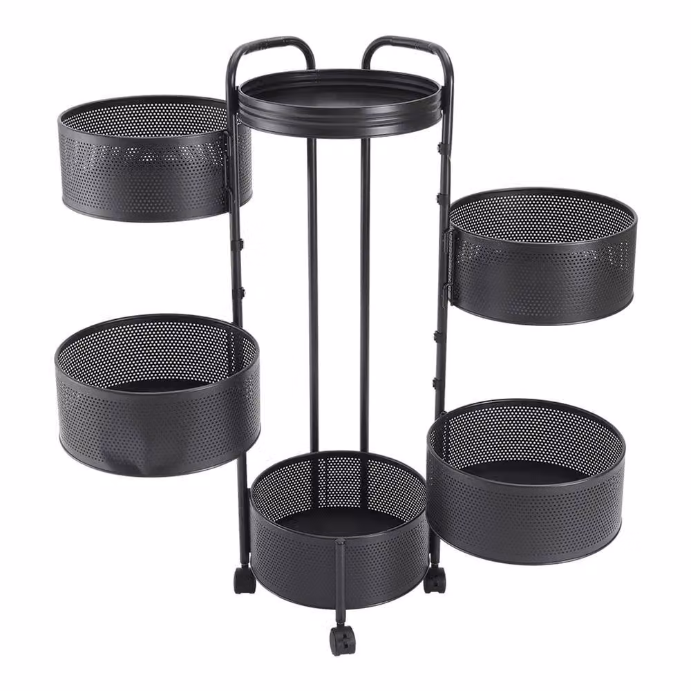 Garden Sanctuary 5-Tier Rotating Kitchen Storage Rack in Matt Black Metal – 2