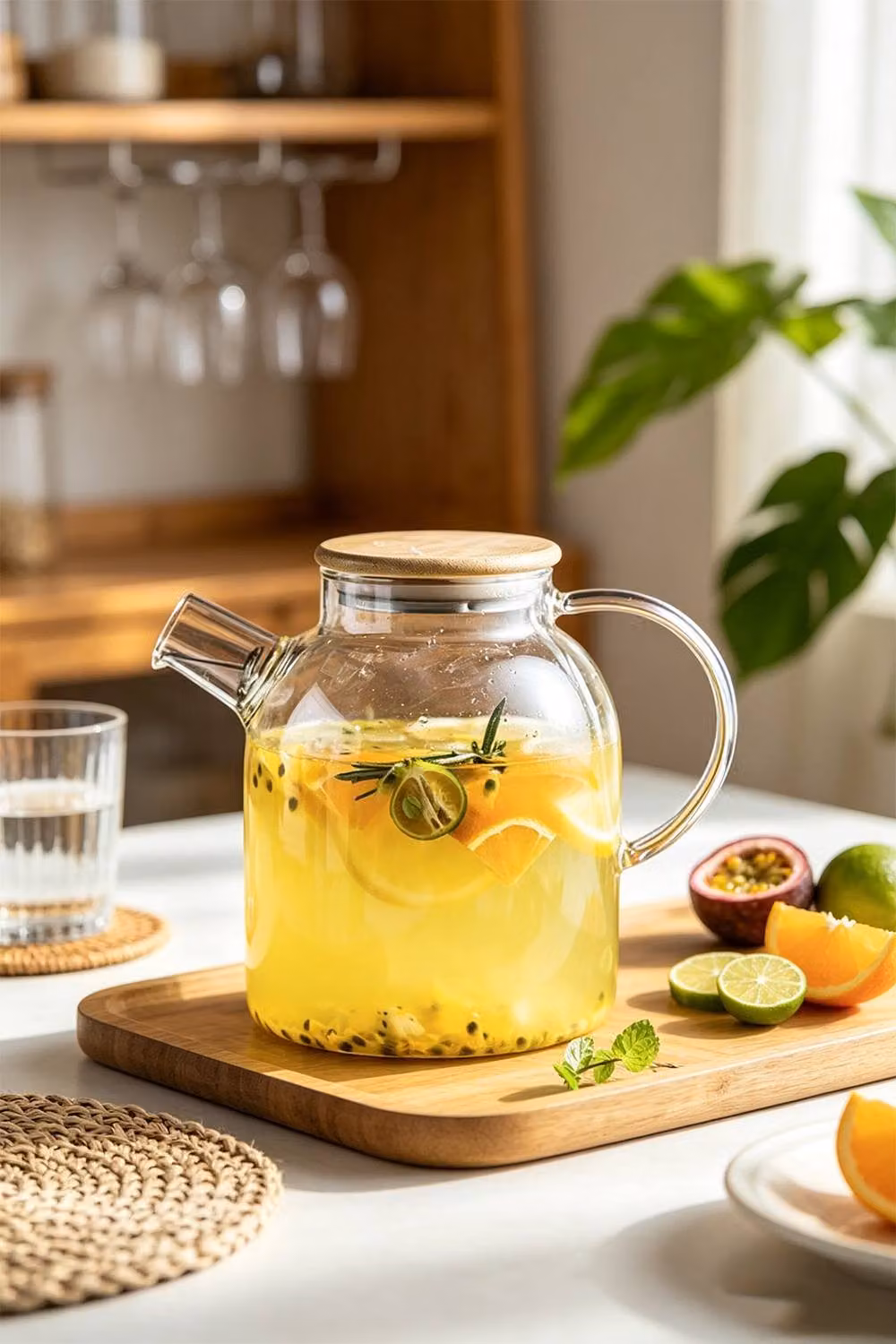 ExtraStar Transparent Glass Stovetop Teapot with Bamboo Lid, 1.8 l – 2