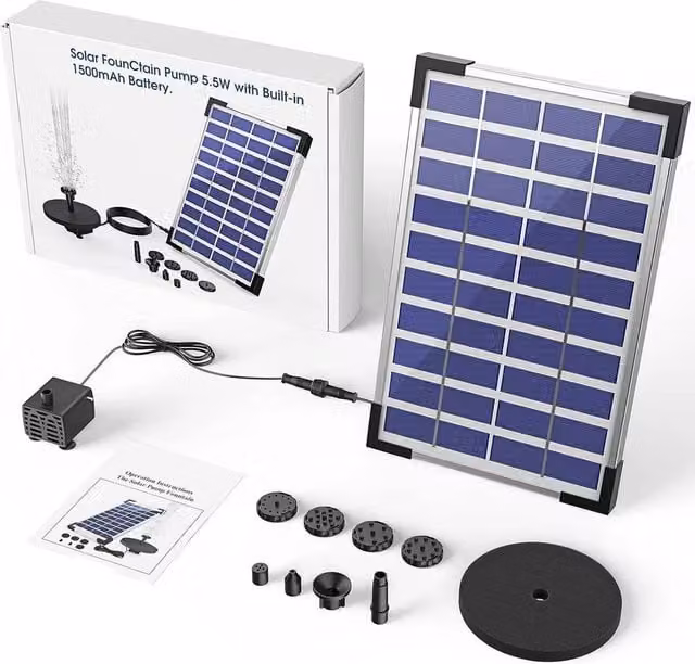 Kelvenix 5W Solar Floating Water Fountain Pump in Black