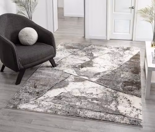Desire Rugs Abstract Modern Grey Rectangular Living Room Area Rug W/D/H: 120 x 170 cm – 1