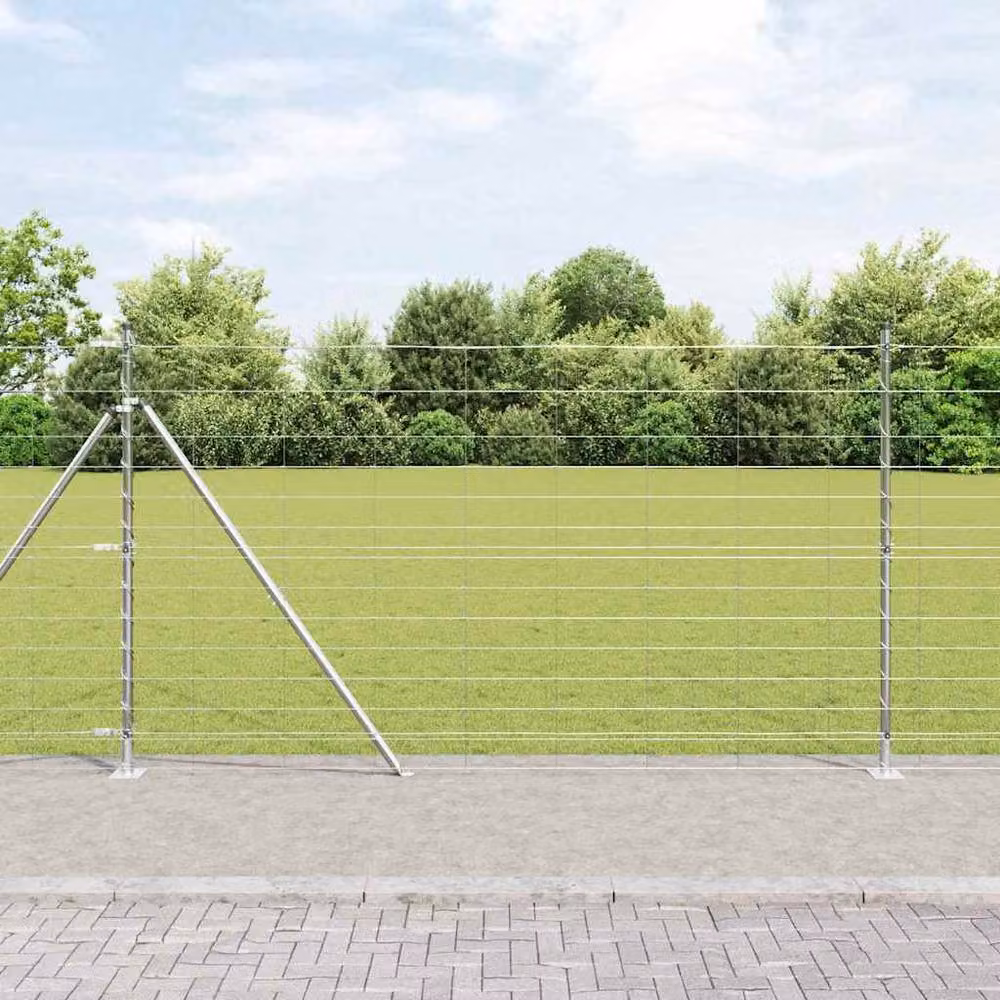 Berkfield Home Modern Field Fence, Galvanised Steel, Silver, H: 140 cm x L: 50 m – 2