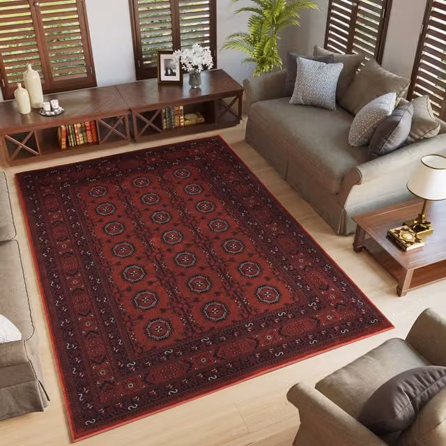 Desire Rugs Yasmin Traditional Bukhara Oriental Area Rug, Red, W: 230 cm, D: 160 cm