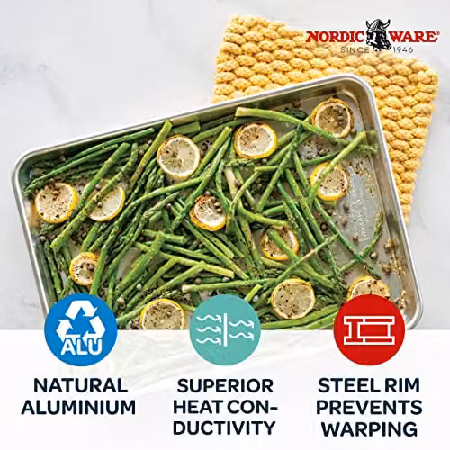 Nordic Ware Naturals Silver Aluminium Baking Sheet, W/D/H: 38.42 x 26.67 x 2.54 cm – 3