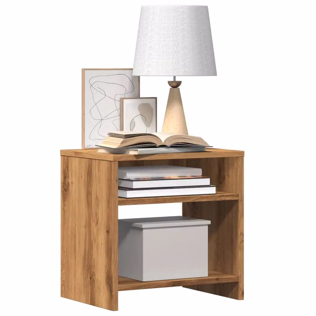 Berkfield Home Set of 2 Artisan Oak Bedside Cabinets in Brown, W/D/H: 40 x 30 x 40 cm – 3